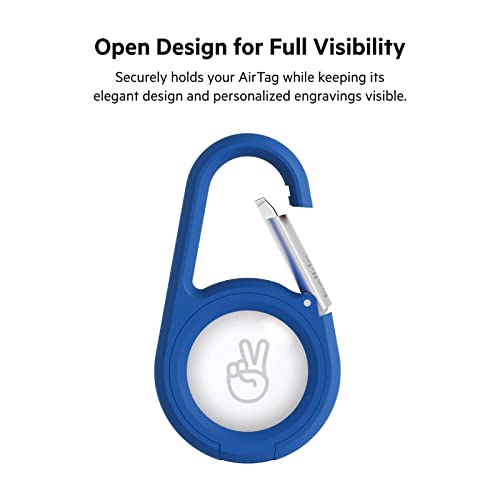 Image of Belkin Apple AirTag Secure Holder with Carabiner - Durable Scratch Resistant Case With Open Face & Raised Edges - Protective AirTag Keychain Accessory For Keys, Pets, Luggage & More - Blue
