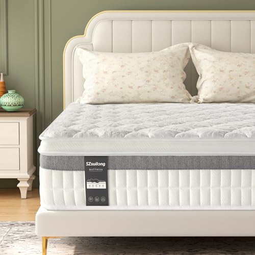 SZsuilong Matelas 180x200, Épaisseur 28 cm Fermeté Moyenne Matelas Hybride