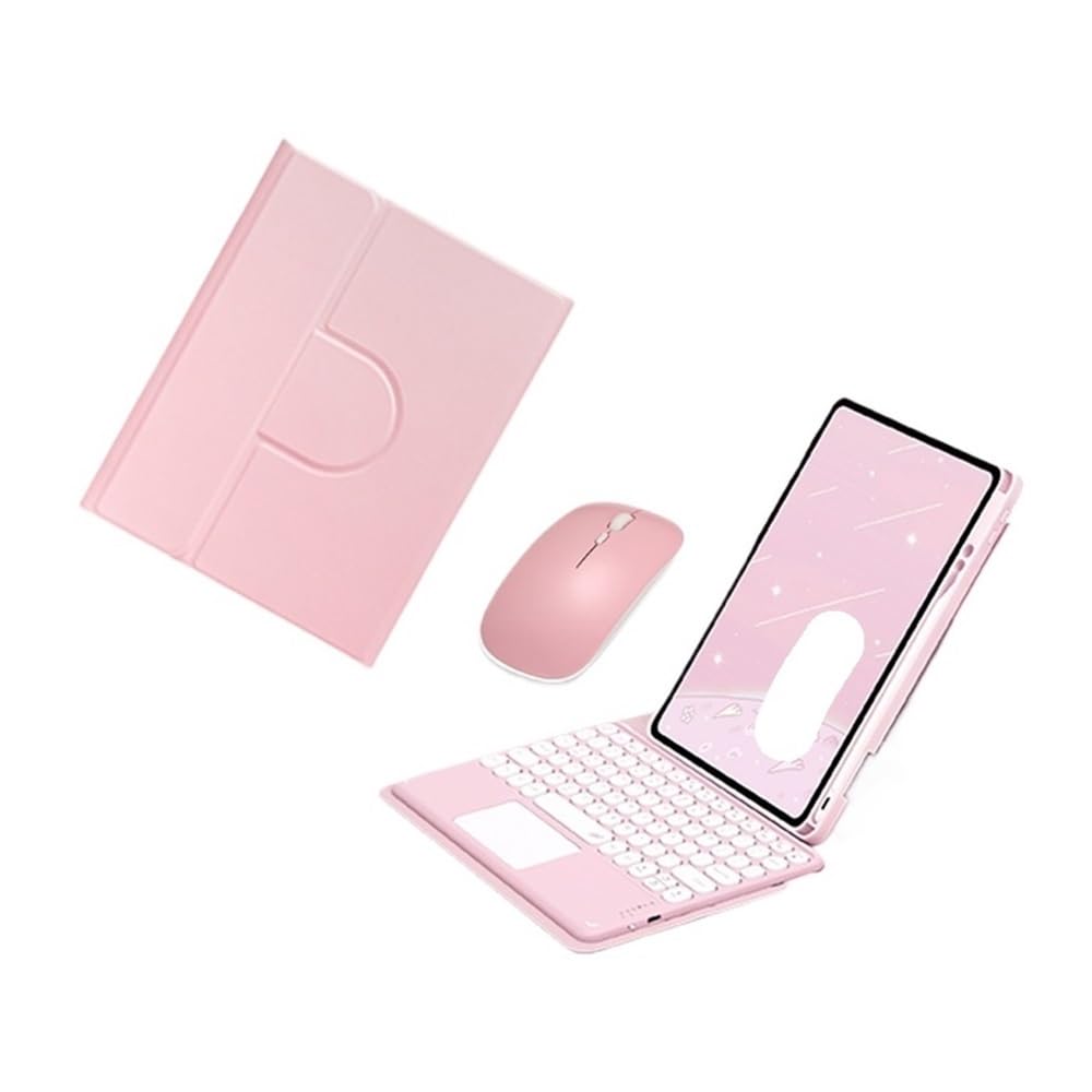 Coque acrylique iPad 10e génération avec kit clavier tactile premium rose