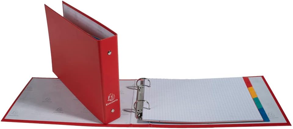 Exacompta - Ref. 51060E - Rigid PP Binder for Index Cards Fitted with dividers ref. 804E - 2 Round Rings 25 mm - Back 40 mm - External Dimensions: 16.5x24cm - 5 Random Colors