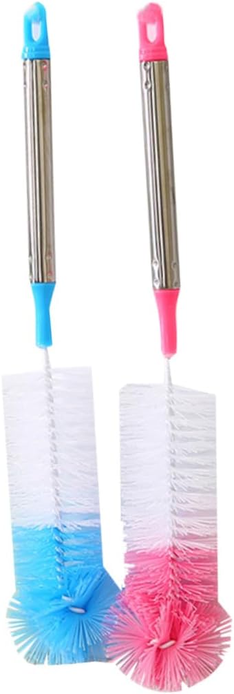 Gatuida 6pcs Colorful Handle Bottle Brush Flexible Round Cup with Stainless Steel Handle for Washing Bottles Mugs and Wine Glasses Random Color