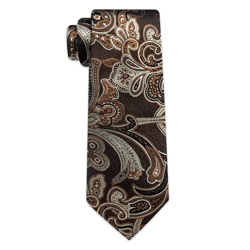 Image of YourTies Silk Paisley Floral Tie and Pocket Square Cufflinks with Lapel Pin Sets for Men 5PC Wedding Party