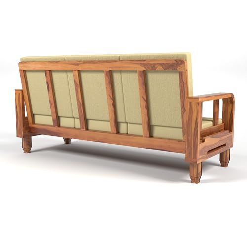 Image of Solid Sheesham Wood 3 Seater Sofa Set - Elegant and Stylish 3 Person Seating Wooden Sofa for Your Living Room (Design 27)