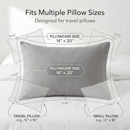 Image of 2-Pack Toddler Travel Pillowcases -100% Soft Microfiber, Breathable and Hypoallergenic - 14 inch by 20 inch Kids Pillowcases fits Pillows 14x19, 13x18 or 12x16, Solid Grey