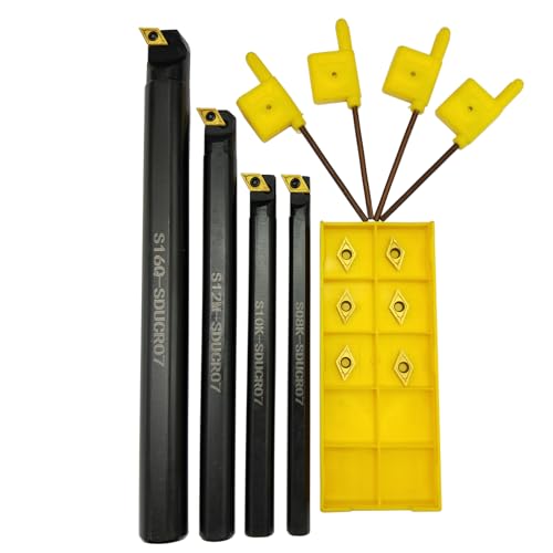 ASZLBYM 14piezas agujero interior Herramienta de torneado de S08K/S10K/S12M/S16N-SDUCR07 Portaherramientas de torneado de torno CNC y 10 piezas CCMT060204 CCMT21.51 inserto de torneado de carburo