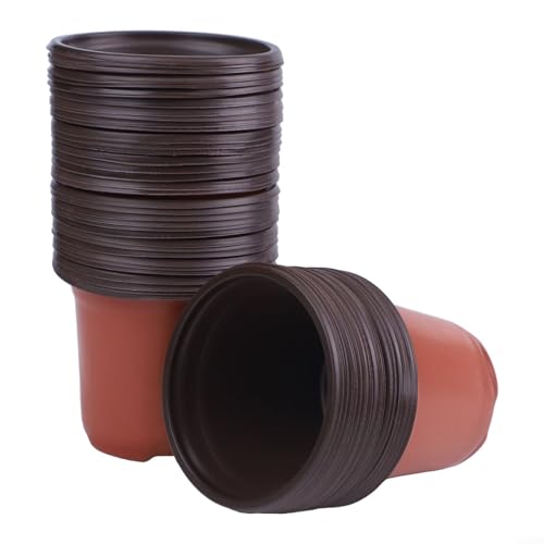 PETSTIBLE Lot de 100 pots de jardin en plastique pour l'entretien des fleurs, drainage efficace et ventilation pour plantes