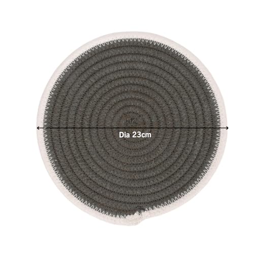 Image of DENOVA Cotton Rope Trivet for Hot Pots and Pans - Handcrafted Round Table Mat, Heat-Resistant Surface Protector (Olive & Cream, Pack of 2)