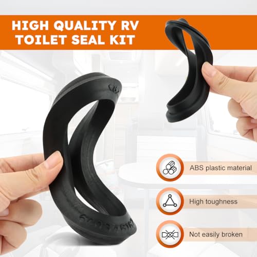 Image of EMVANV RV Toilet Seal and 3 Inch Socket RV Toilet Flange Kit, Designed for RV 300 /310 /320 Toilets, Replaces 385345892 Flange and 385311658 Flush Seal and 385311652 Base Seal(Black)