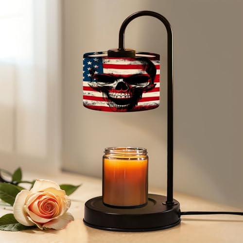 Candle Warmer Lamp with Timer and Dimmer, American Flag Skull