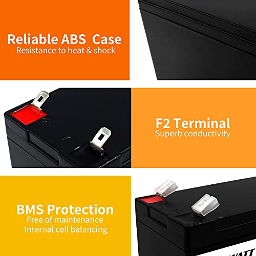 Deep Cycle Lifepo4 Battery, 12V 6Ah Battwatt 12 Volt Rechargeable Lithium Iron Phosphate Battery With Built-In Bms, 4000~8000 Cycles For Kid Scooters, Solar System, Fish Finder, Rv #TOP2