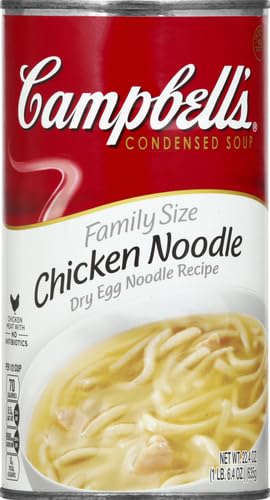 Image of Campbell's Condensed Chicken Noodle Soup Dry Egg Noodle Recipe, 22.4 oz Family Size Can (Pack of 6)