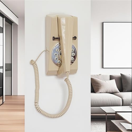 Teléfono fijo de pared vintage, con cable y montable miniatura 4
