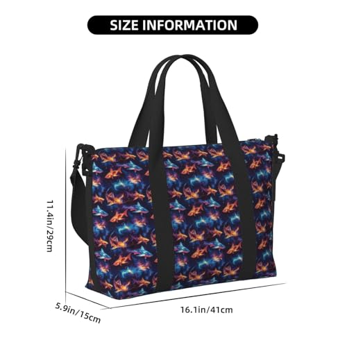 Travel Duffle Bags For Women Men - Fantasy Shark Print Personal Item Weekender Overnight Gym Carry On Airport Tote Bag With Strap For Yoga, Travel, Business Trips2