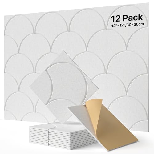 Soundsbay 12 placas acústicas autoadhesivas, aislamiento acústico, absorbentes acústicos, paneles acústicos de poliéster para aislamiento acústico, placas de aislamiento acústico para tratamiento