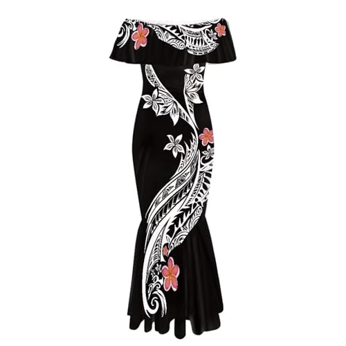 Image of Polynesian for Women S-7XL Off Shoulder Maxi Dress Hawaiian Summer Dresses
