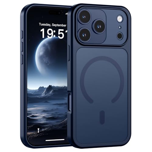 Image of SUPFINE Magnetic for iPhone 17 Pro Max Case Dark Blue | (Compatible with MagSafe)(Military Grade Drop Protection)(Camera Protection)Translucent Matte Phone Cover