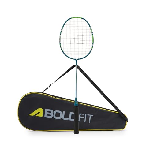 Image of Boldfit Boldfusion Badminton Rackets for Beginners, Adults Grephite Shaft Shuttle Bat with Full Cover Bag Badminton Racket for Practice & Match Lightweight Badminton Racquet- Green - Pack of 1Pcs