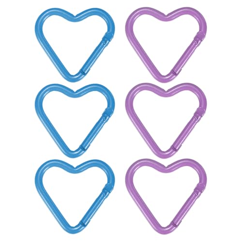 TIXIPEM Heart Shaped Snap Clip [6 Pack] - Durable Keychain Clip Spring Snap Hook Use for Backpacks, Key Chains & Camping Hiking - [Sky Blue/Light Purple/Aluminum Alloy]