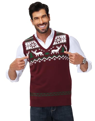 Men Christmas Sweater Vest V Neck Ugly Xmas Holiday Knit Sleeveless Pullover 5 Men Christmas Sweater Vest V Neck Ugly Xmas Holiday Knit Sleeveless Pullover - Image 6