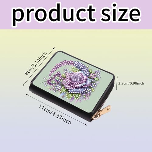 NanBaDa 4pcs Flowers Pattern Diamond Art Painting Minimalist Wallet DIY Rhinestone Painting Art Kit Credits Card Pocket Organizer Storage Bag Handmade Craft Gift for Holidays and Everyday Use by NanBaDa - Used condition - Image 5