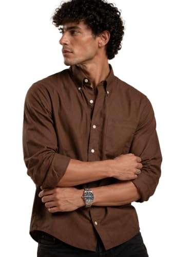 HYPESIGHT Store HYPESIGHT Brown Plain Shirt for Men - Image 2