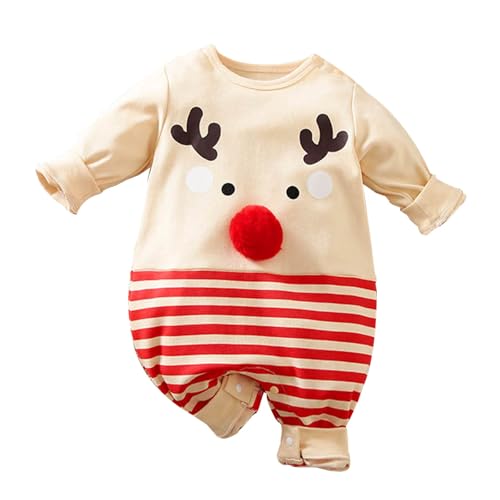 Raopuzi Mono de Navidad Bebe Recién Nacido, Pelele Pijama Una Pieza de Manga Larga, Mameluco Bebe A Rayas Ropa de Dormir Mameluco Navideño, Ropa Traje de Navidad para Bebé Niños Niñas de Renos