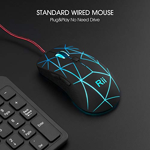 Rii Rm106 Rgb Gaming Mouse Wired,Usb Optical Computer Mice With 6 Programmable Buttons,3200 Dpi Adjustable,7 Color Backlit For Laptop Pc Gamer Computer Desktop #TOP6