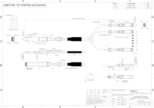 Image of 200GbE to 8x25GbE Splitter DAC, QSFP-DD to 8xSFP28 (8CHx25G to 8x1CHx25G), for Arista CAB-D-8S-200G-1M, 1-Meter