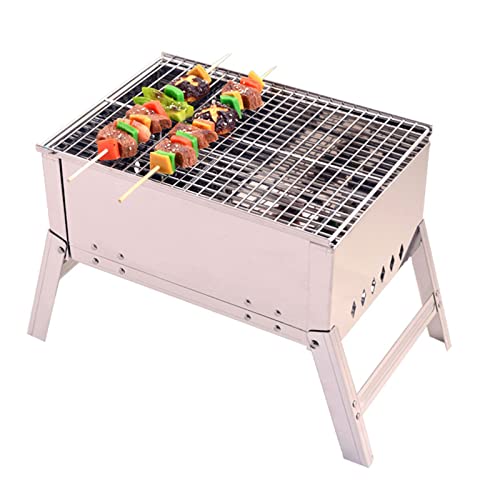 Przenośny grill do grilla, składany zestaw do grillowania ze stali nierdzewnej, przechowywanie walizek na kemping i piknik, niezbędne kolacje na świeżym powietrzu
