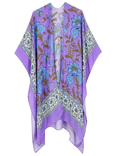 Image of Breezy Lane Women's Kimono Cardigan Summer Swimsuit Coverups Beach Cover Up with Floral Print for Vacation