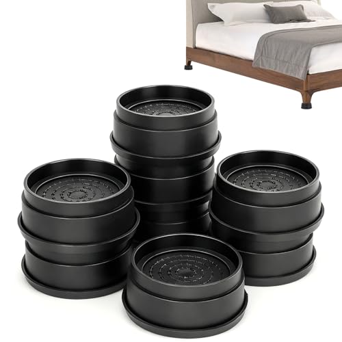 LYCXAMES Lot de 8 Rehausseurs de Meubles Réglables pour Lit Lourd, Canapé, Meuble, Rond 2.7cm, 5.4cm, Empilable Rallonge de Pied de Table