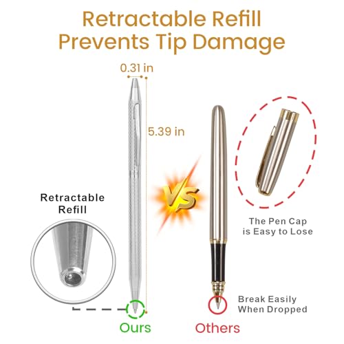 Cambond CP0105 Ballpoint Pens Fancy Pens - Wedding Guest Book Metal Pen Uniform Christmas Gift Sliver Pen Black Ink 1.0Mm Medium Point, 3 Pens With 3 Refills thumb #4