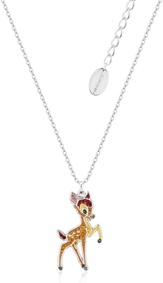 Disney CoutureKingdom White Gold-Plated Bambi Enamel Crystal Necklace