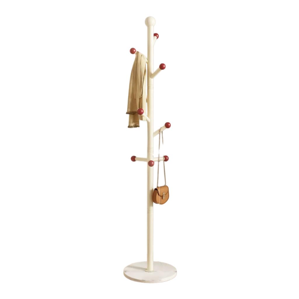 HRGKLMN Coat Stand Freestanding Coat Rack Metal in Nordic Style, Cream White Coat Stand with Multiple Hanging Points, Stable Bag Stand with Round Base for Entrance Area Bedroom Office,Red