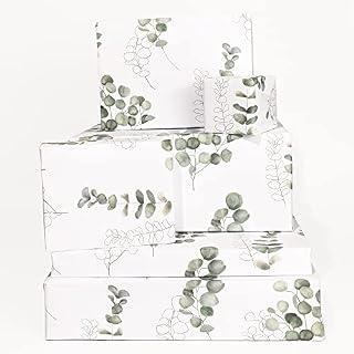 Birthday Wrapping Paper Sheets (x6) - GiftWrap for Girls - Women - Sustainable Wrap for Female Friends - Strong Eco Friendly - Recyclable - Green Leaves and Plants - By Central 23