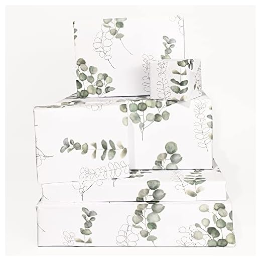 CENTRAL 23 Pretty Wrapping Paper (x6) Sheets - Gift Wrap for Her - For Men Women - Eucalyptus Plants - Green White - Recyclable