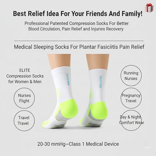 Image of Crew Socks for Women & Men Circulation, Ankle Compression for Diabetic and Neropathy Pain Relief, Swelling, Neuropathy, Runner, Nurses, Travel, Pregnancy, Flying - Green