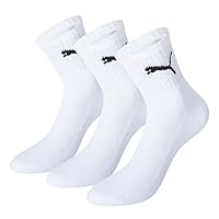 PUMA Unisex Adult's Short Crew Socks (3 Pack), White, 7 US - 9 US