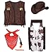 Cowboy Costume for Boys 5pcs Set Kids Dress Up Birthday Halloween Party Cosplay 3-5T