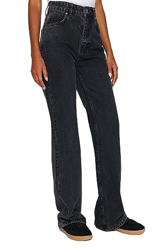 Trendyol Damen Gerade Weites Bein Hohe Taille Jeans