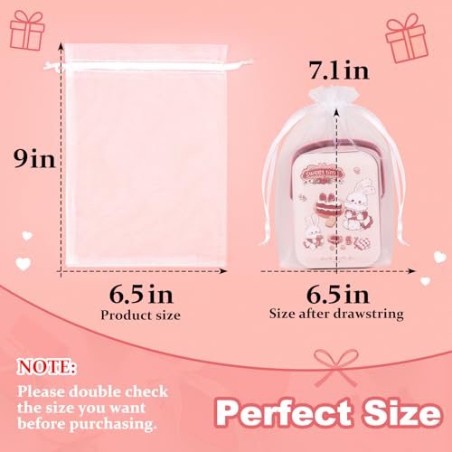 Image of Crweety 50 Pack White Organza Bags 6x9 Inch, Small Mesh Gift Bags for Jewelry Sachet, Elegant Small Mesh Bag Drawstring for Candy Wedding Party Favor, Bridal Shower, Baby Shower & Graduation Gifts