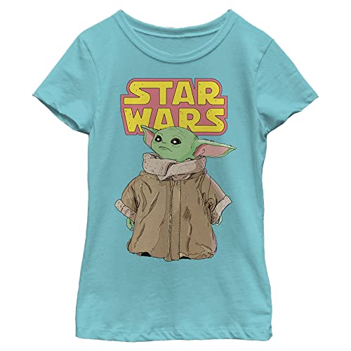 Image of STAR WARS Girls Mandalorian Logo Child Gaze Girls Short Sleeve Tee Shirt