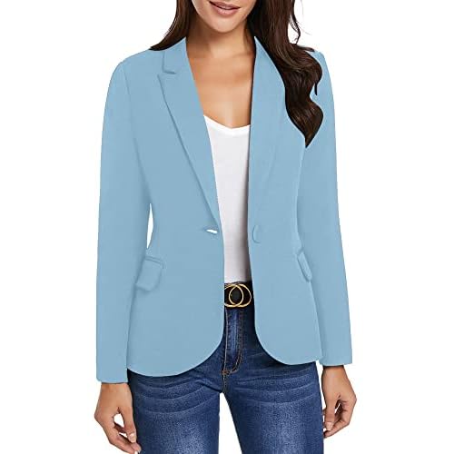 luvamia Women's Long Sleeve Formal Notch Lapel Button Down Blazer Pockets Jacket X-Small A New Black-one Button