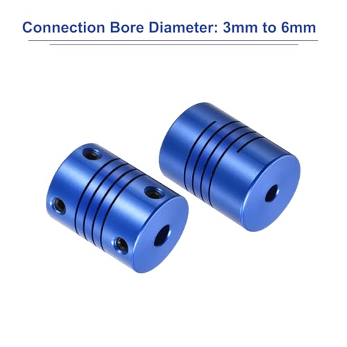 QUARKZMAN 1 Stück 3mm bis 6mm Aluminiumlegierung Wellenkupplung L25xD19 Flexibler Kuppler mit Schrauben für Encoder und Motoren, Blau