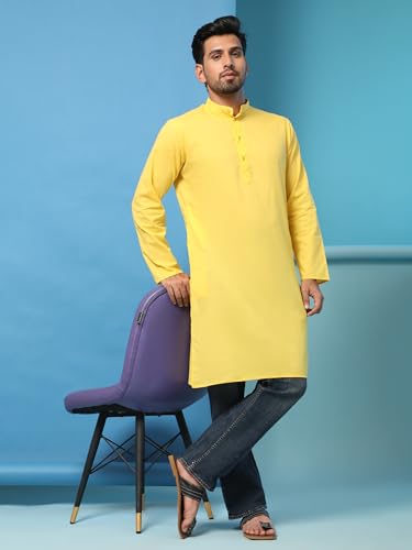 Image of SKAVIJ Mens Cotton Casual Wear Everyday Use Modern Kurta