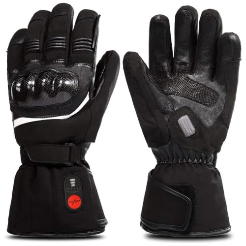 SAVIOR HEAT Heated Motorcycle Gloves for Men & Women, Waterproof Windproof, Touchscreen Compatible, 7.4V Rechargeable Battery Gloves Winter Outdoor Riding, Cycling, Snowmobile