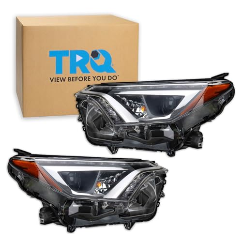 Image of TRQ 2 Piece Headlight Assembly Set LED Driver & Passenger Side Compatible with Toyota Rav4 2016-2018 Japan Built TO2518190 TO2519190 8114542670 8118542670