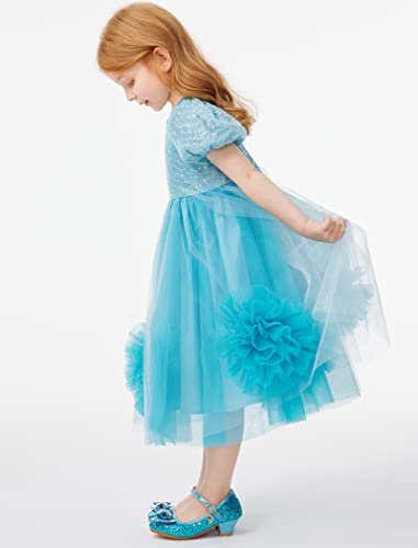 Girls Sequin Dress Puff Mesh Tulle Flower Party Gown Princess Dress Up Outfit4