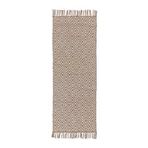 URBANARA Läufer Dasheri - Handgewebt, 100% Jute, 70x180 cm, Flicken-Teppich mit Rautenmuster &...