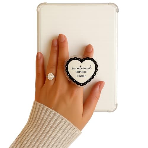 Emotional Support Kindle Grip Heart Shape Accessories for Kindle Phone Grip Collapsible Stand Holder for Phone eReaders Book Lover Gifts